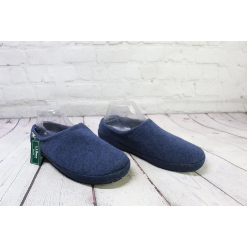 LL Bean Blue Sweater Knit Fleece Cozy Comfort Slipper Scuff Size 10 M - Picture 3 of 9